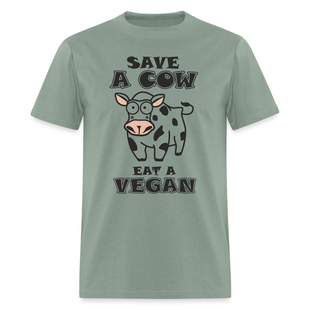 Save A Cow Eat A Vegan T-Shirt - sage