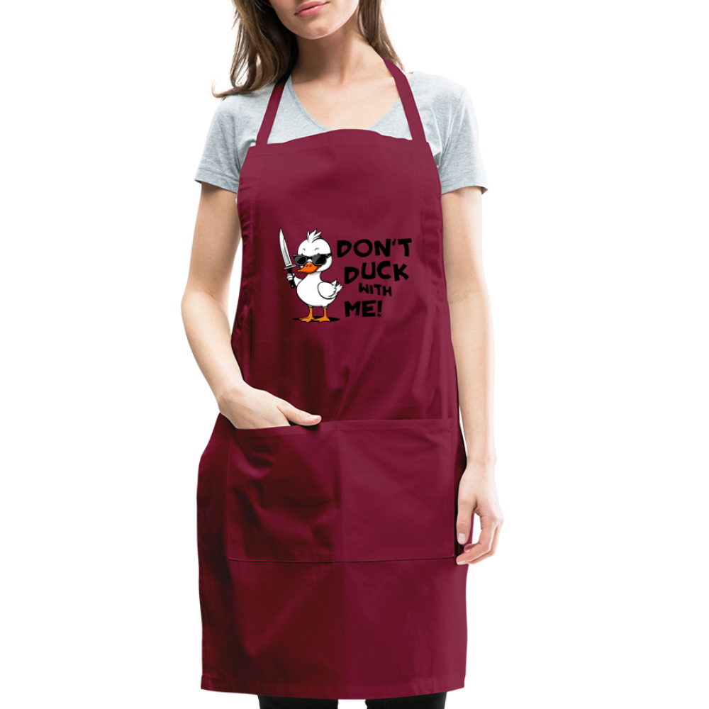 Don't Duck With Me Apron Color: burgundy