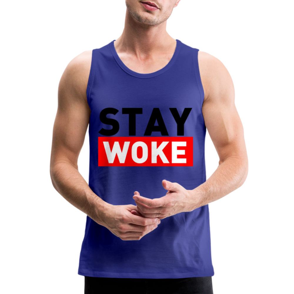 Stay Woke Men’s Premium Tank Top Color: royal blue
