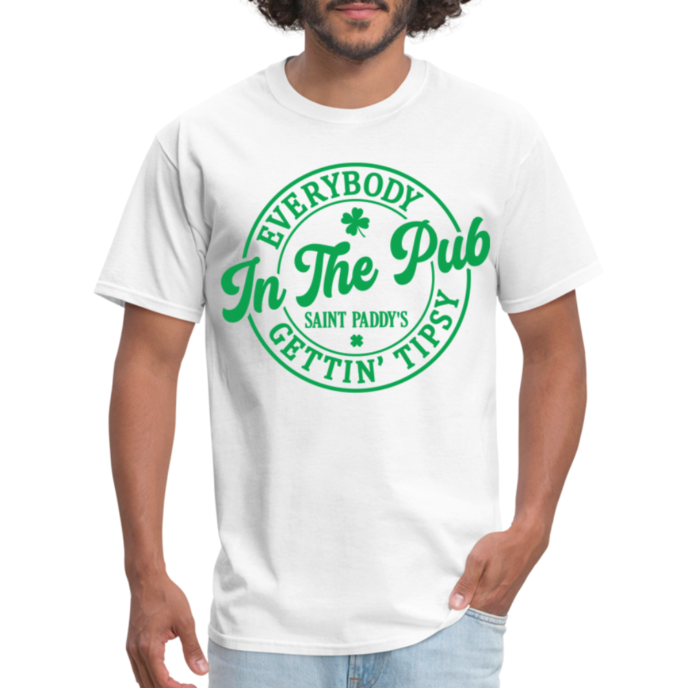 Everybody In The Pub Getting Tipsy T-Shirt (Saint Paddy's) - white