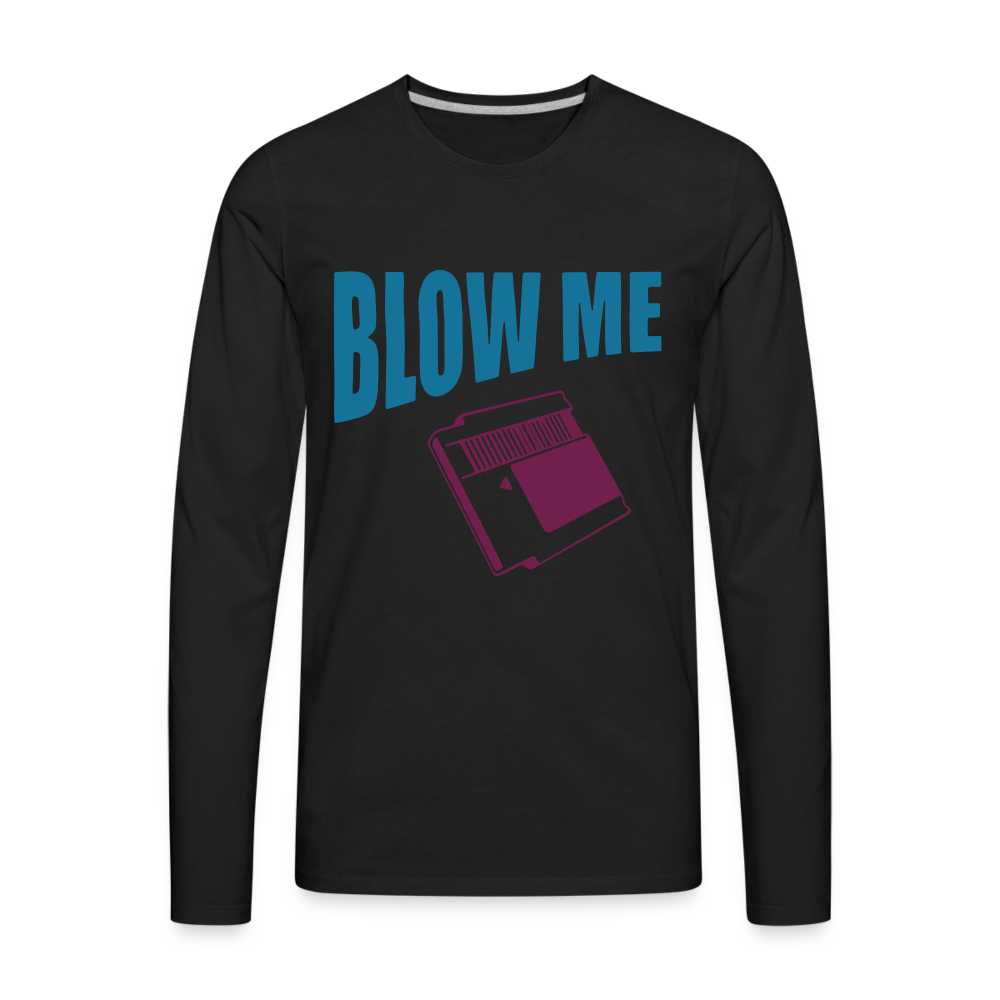 Blow Me Men's Premium Long Sleeve T-Shirt (Vintage Cassette) Color: white