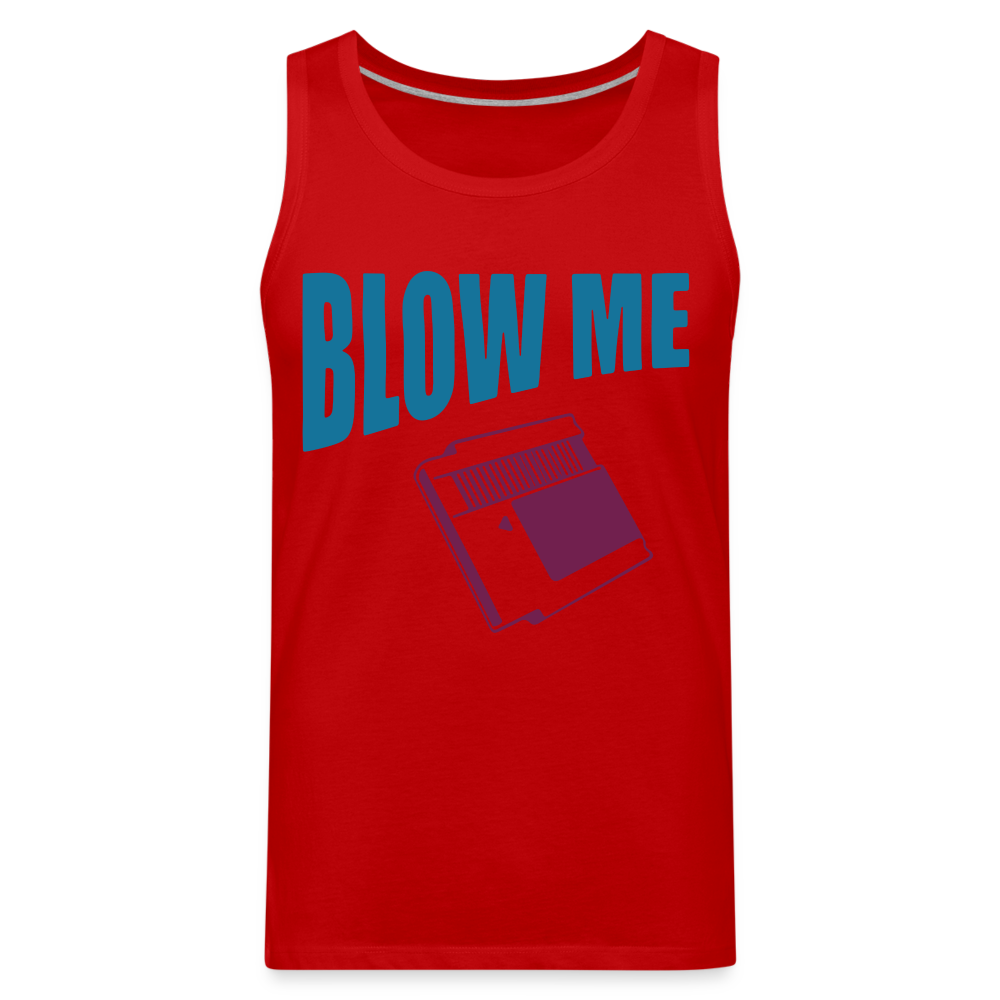 Blow Me Men’s Premium Tank Top (Vintage Cassette) Color: red