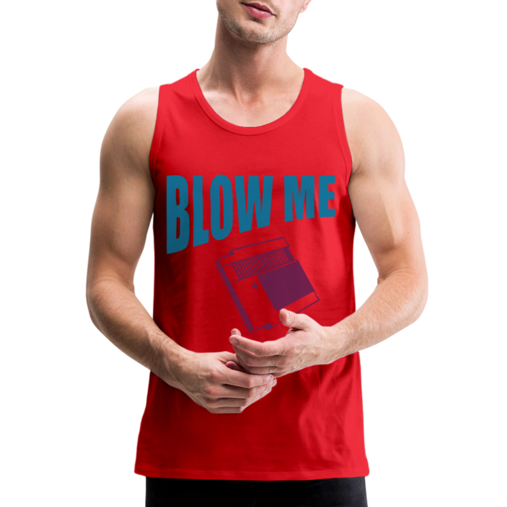 Blow Me Men’s Premium Tank Top (Vintage Cassette) Color: heather gray