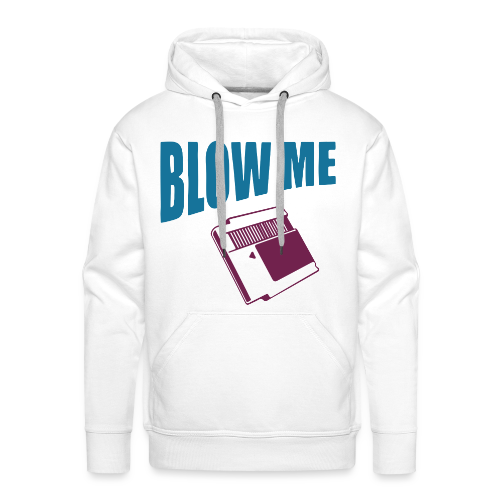 Blow Me Men’s Premium Hoodie (Vintage Cassette) Color: white