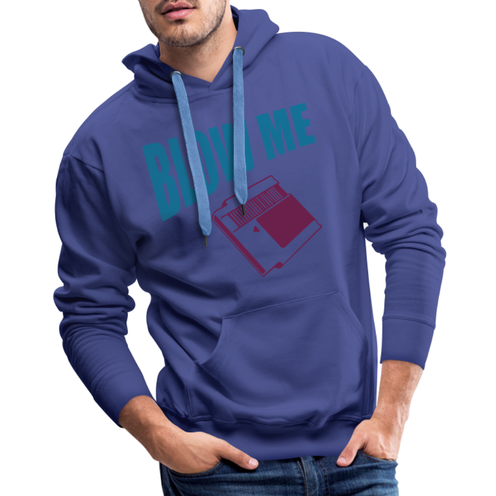Blow Me Men’s Premium Hoodie (Vintage Cassette) Color: royal blue