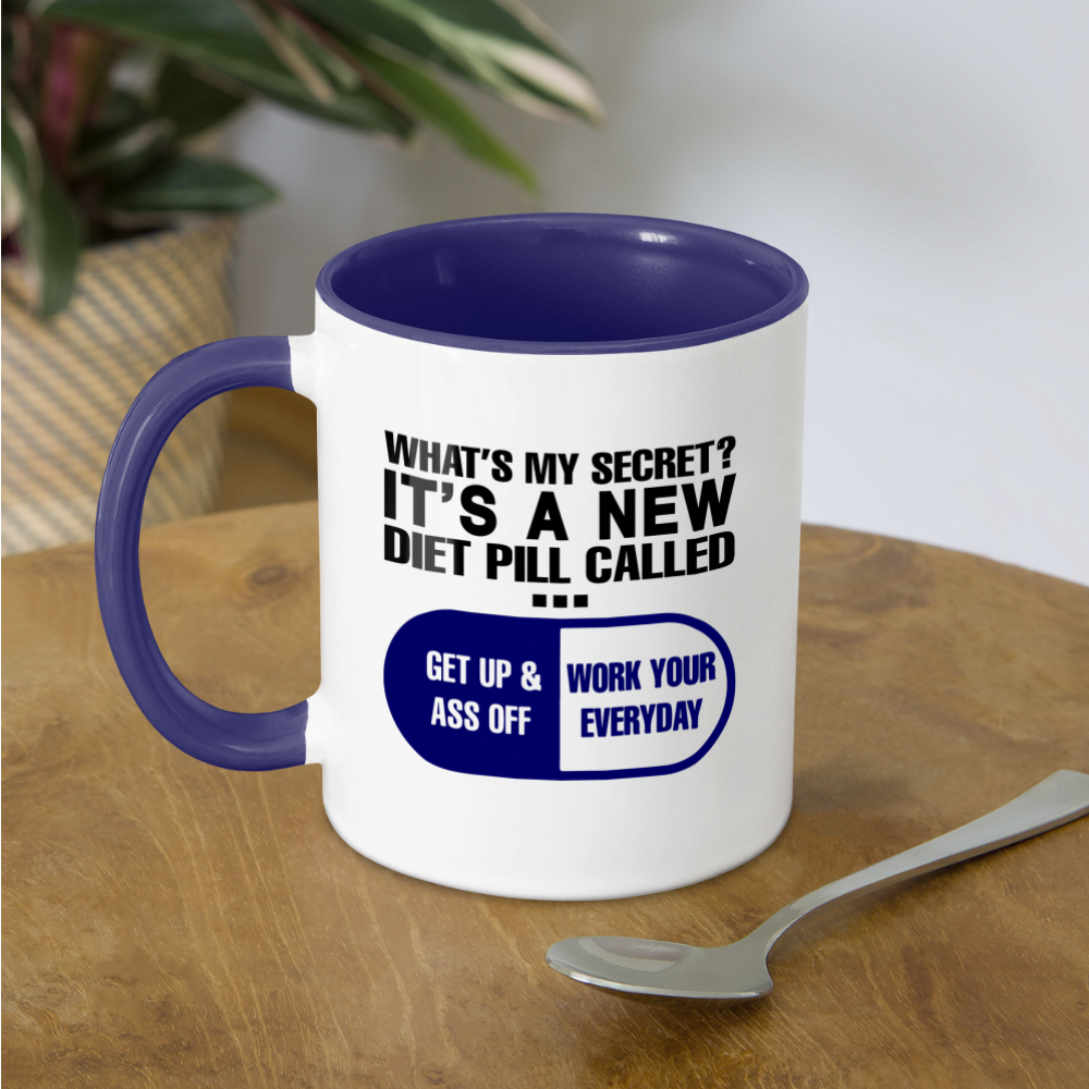 Secret Diet Pill Coffee Mug Color: white/cobalt blue