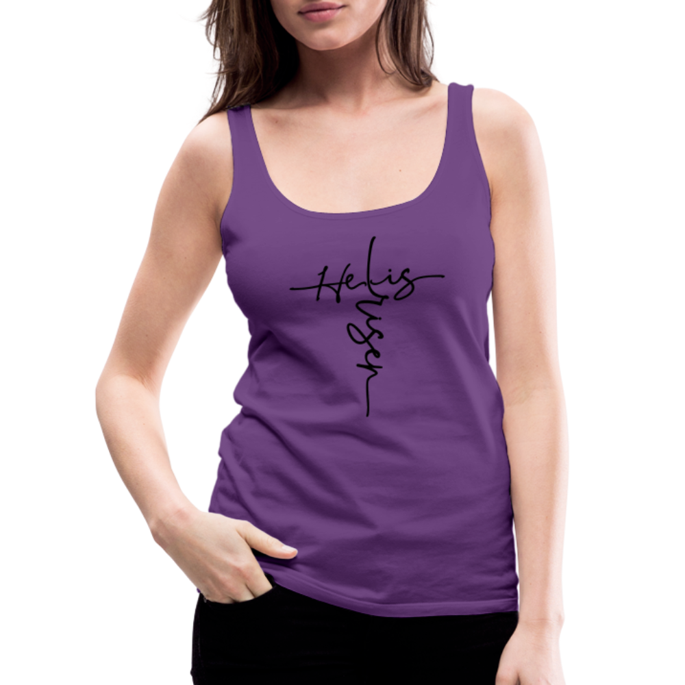 He Is Risen Women’s Premium Tank Top (Easter - Religious) - purple