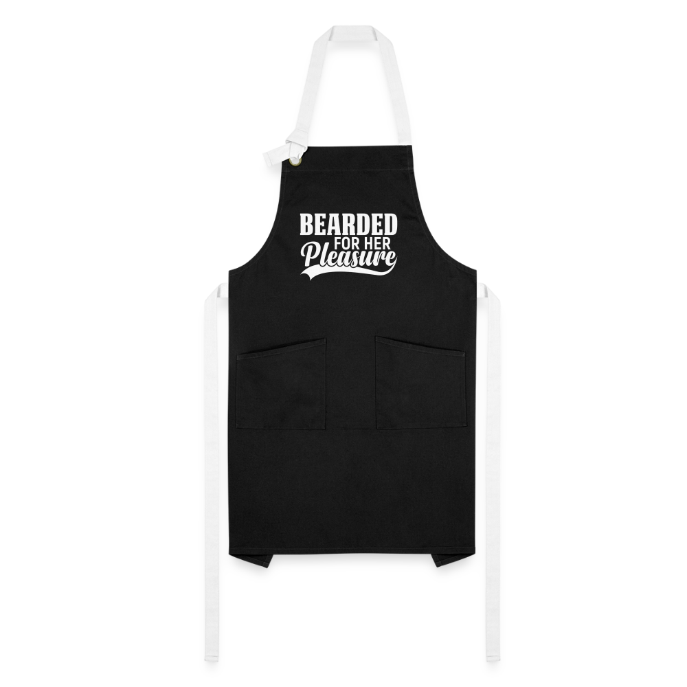 Bearded For Her Pleasure Artisan Apron - black/white