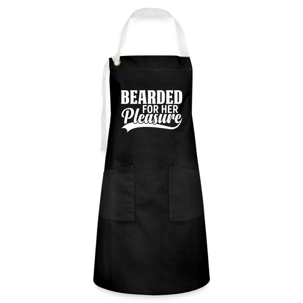 Bearded For Her Pleasure Artisan Apron - black/white