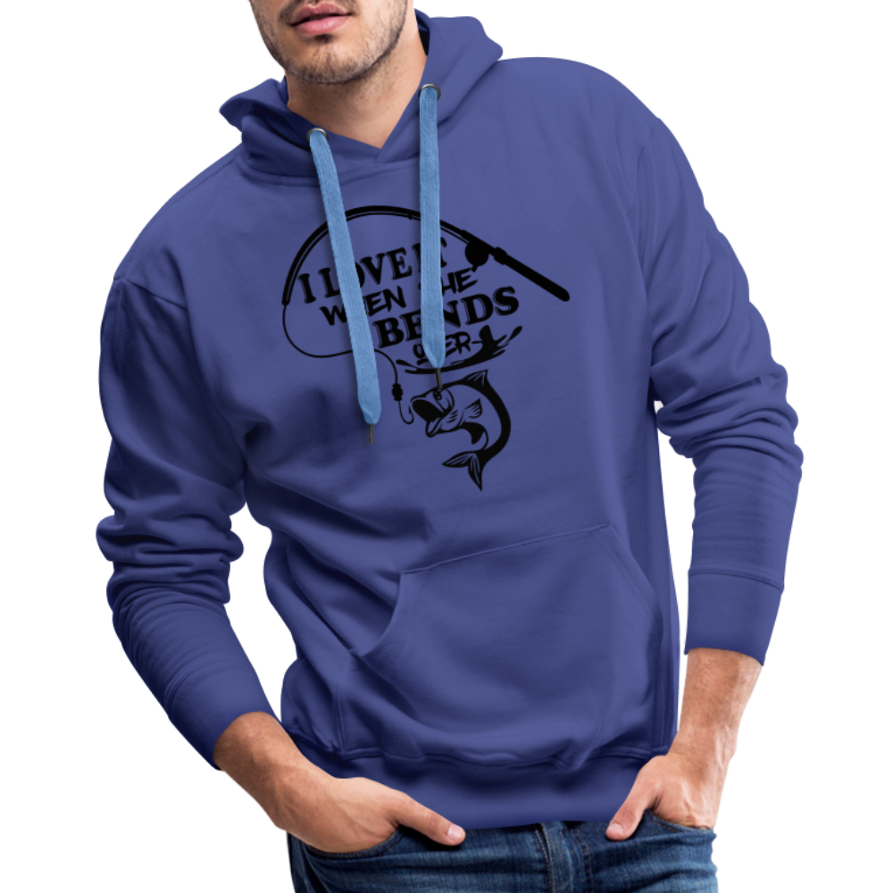 I Love It When She Bends Over Men’s Premium Hoodie (Fishing) Color: white