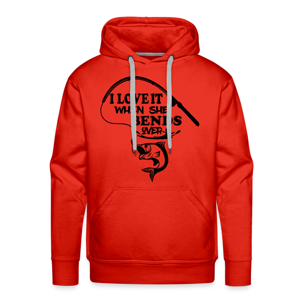 I Love It When She Bends Over Men’s Premium Hoodie (Fishing) Color: red