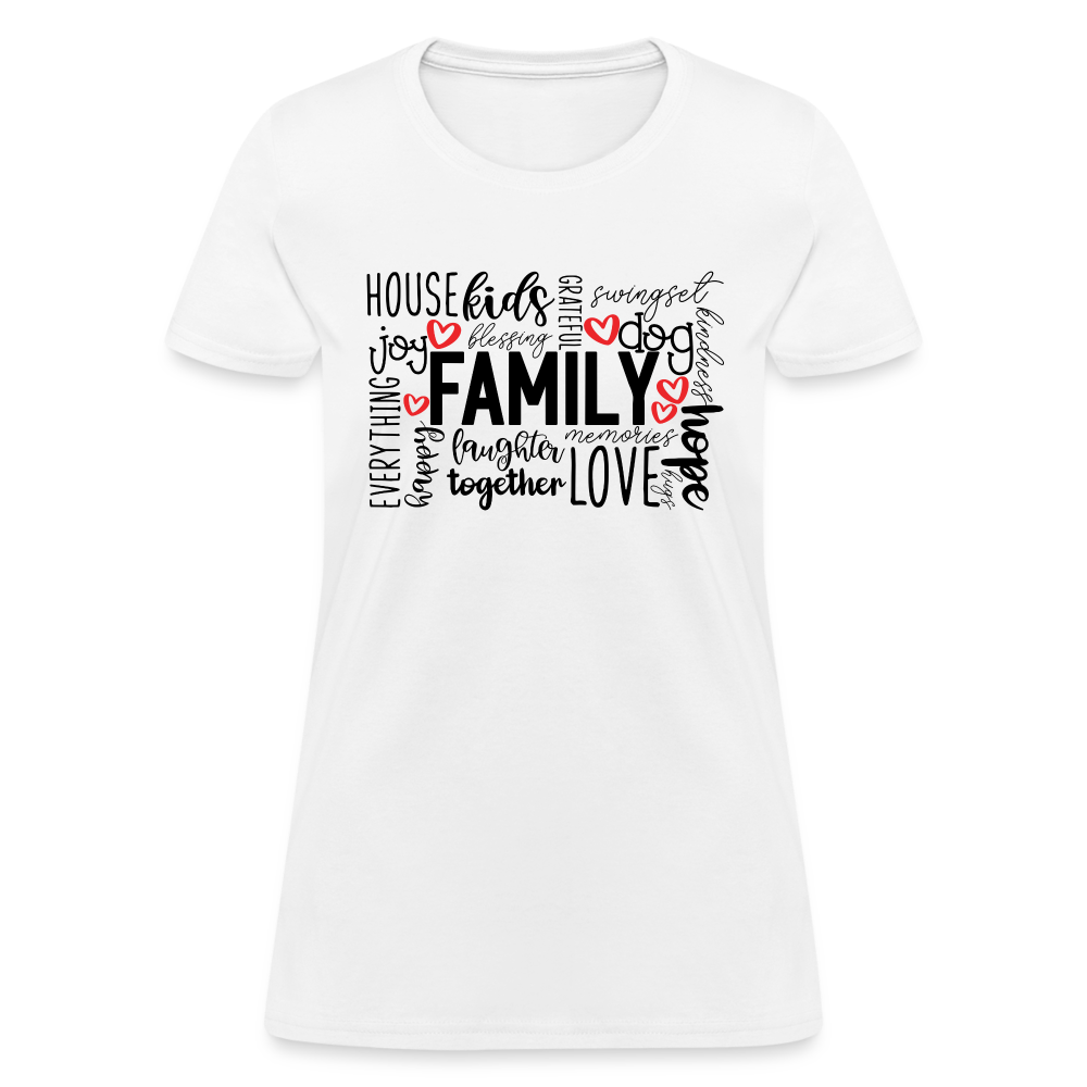 Family Women's T-Shirt (Wordart Cloud) Color: White