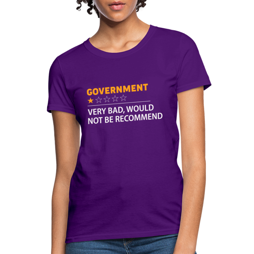 Government Rating Women's T-Shirt (Very Bad Would Not Recommend) - purple