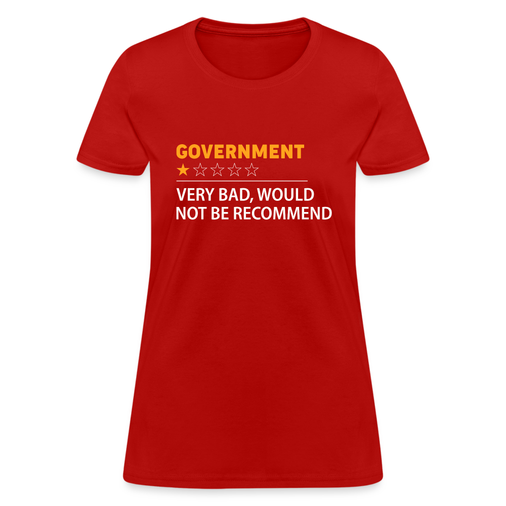 Government Rating Women's T-Shirt (Very Bad Would Not Recommend) - red