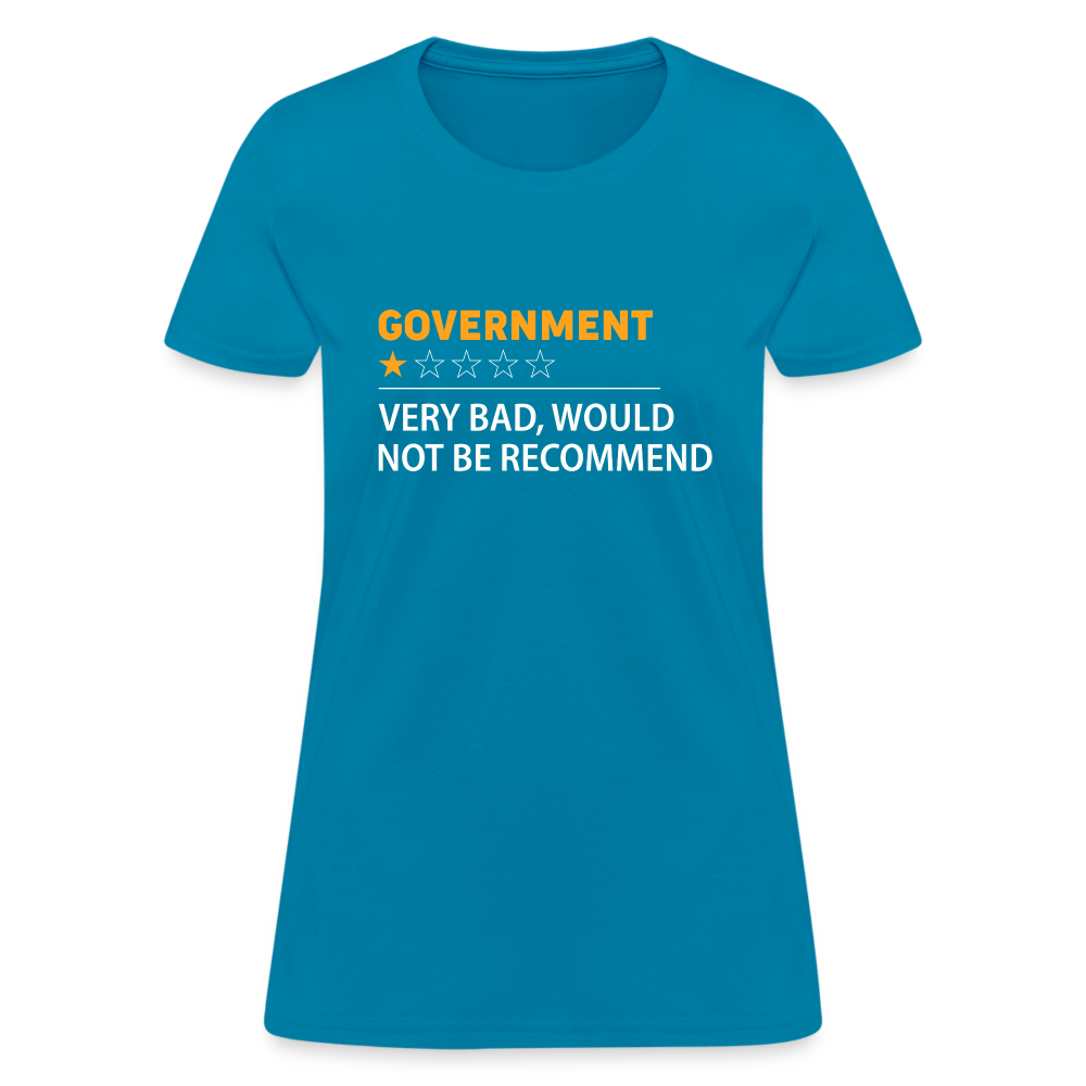 Government Rating Women's T-Shirt (Very Bad Would Not Recommend) - turquoise