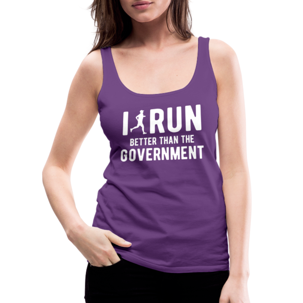 I Run Better Thank Government Women’s Premium Tank Top - purple