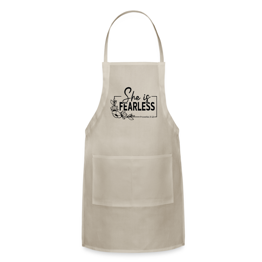She Is Fearless Adjustable Apron (Proverbs 31:25) Color: natural