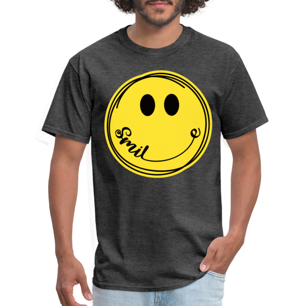Smile - Smiley Face Emoji T-Shirt - heather black