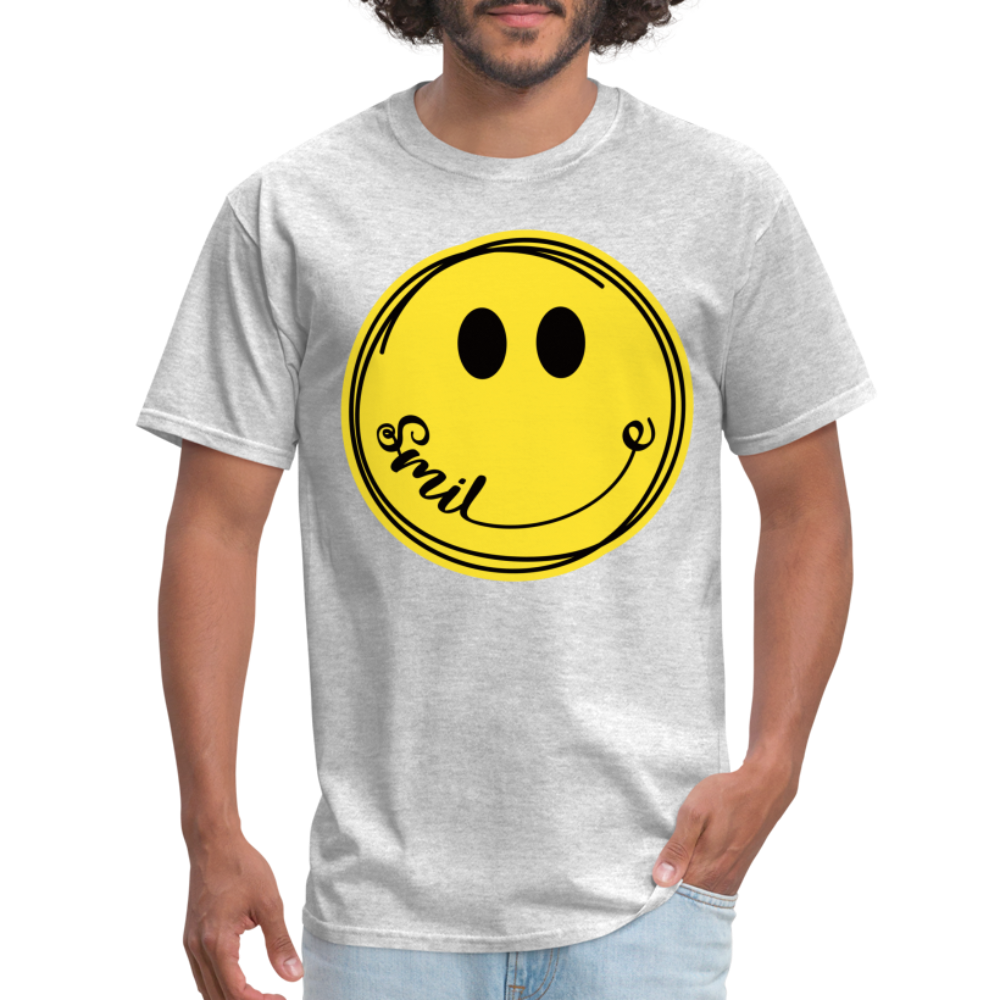 Smile - Smiley Face Emoji T-Shirt - heather gray