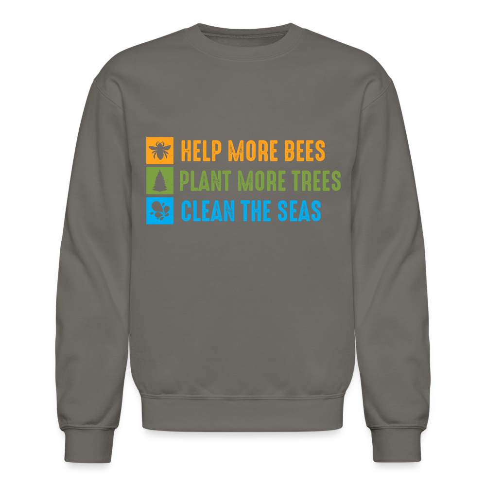 Help More Bees, Plant More Trees, Clean The Seas Sweatshirt Color: royal blue
