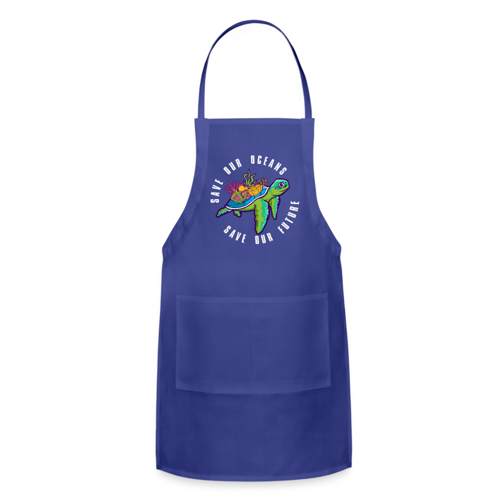 Save Our Oceans Save Our Future Adjustable Apron - royal blue