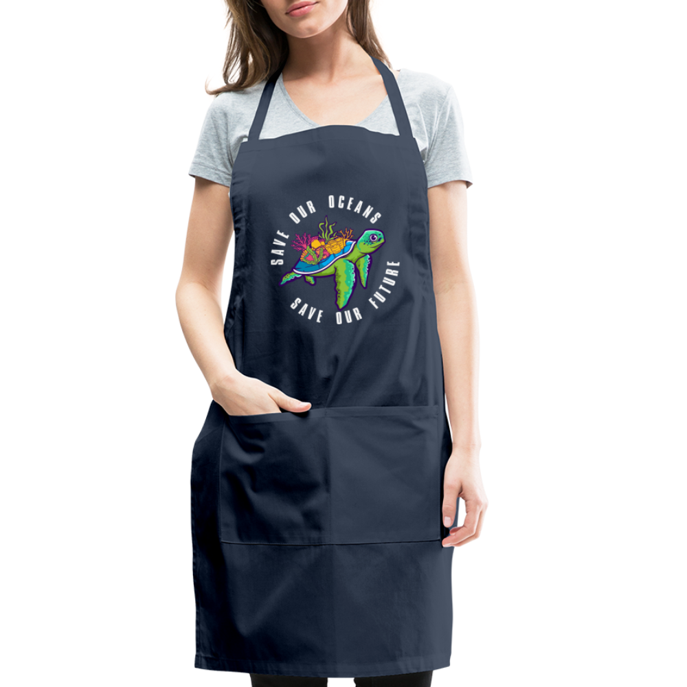 Save Our Oceans Save Our Future Adjustable Apron Color: royal blue