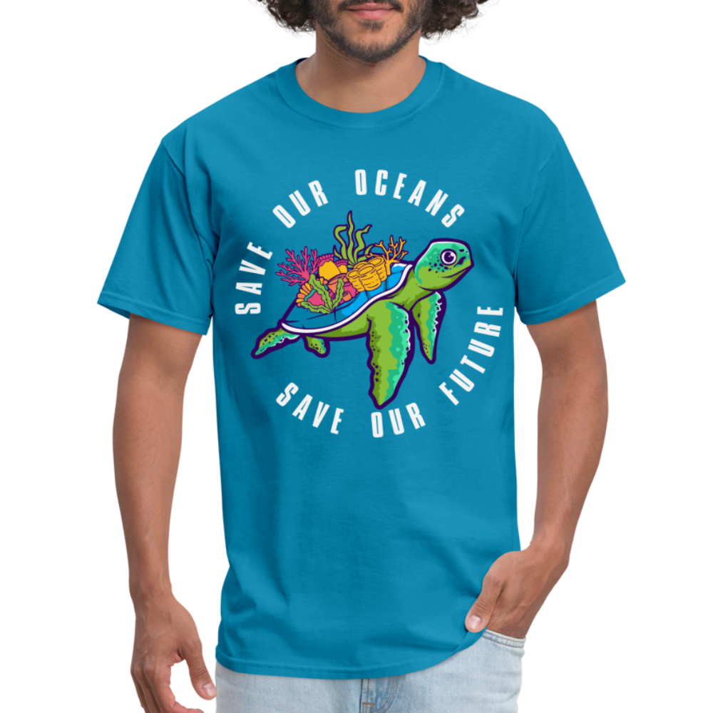 Save Our Oceans Save Our Future T-Shirt Color: turquoise
