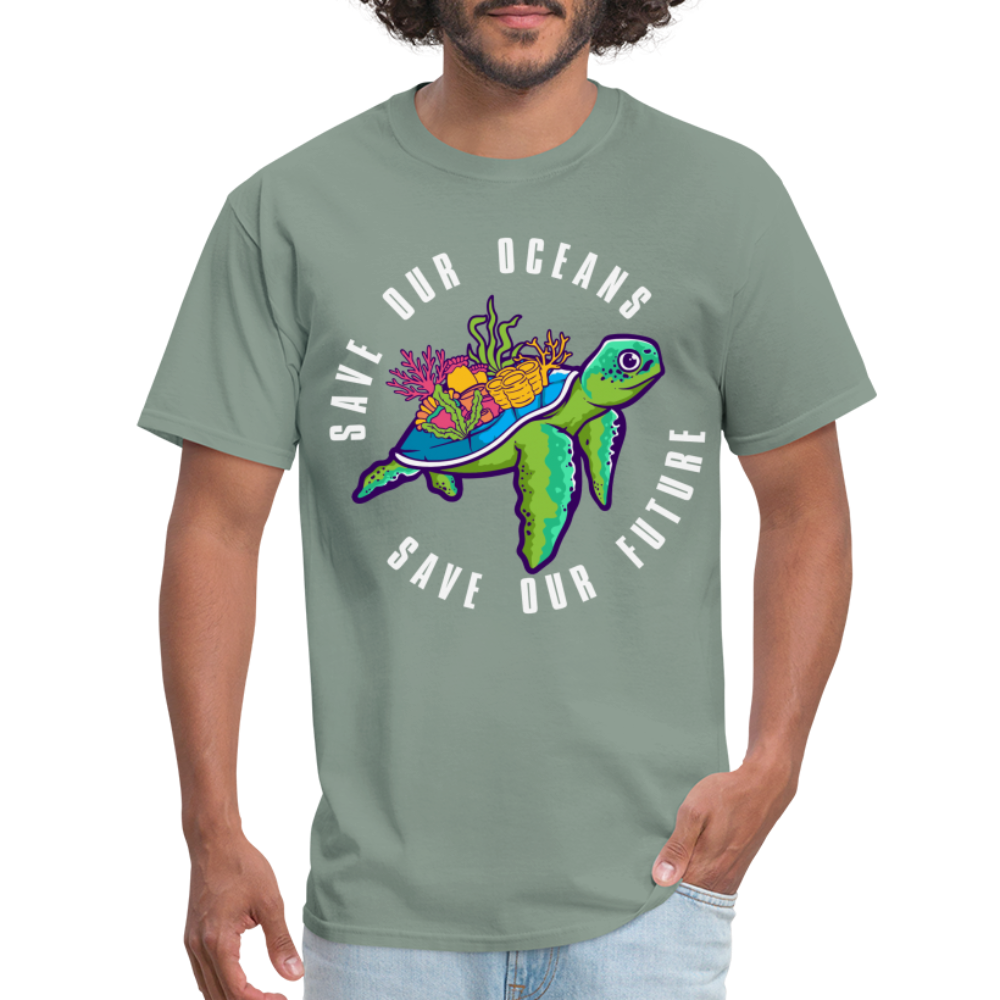 Save Our Oceans Save Our Future T-Shirt Color: aquatic blue