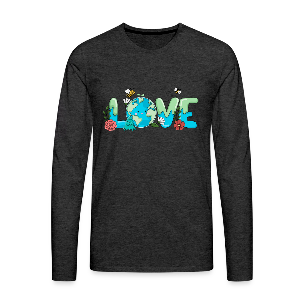 Nature's LOVE Celebration Men's Premium Long Sleeve T-Shirt (Earth Day) - charcoal grey
