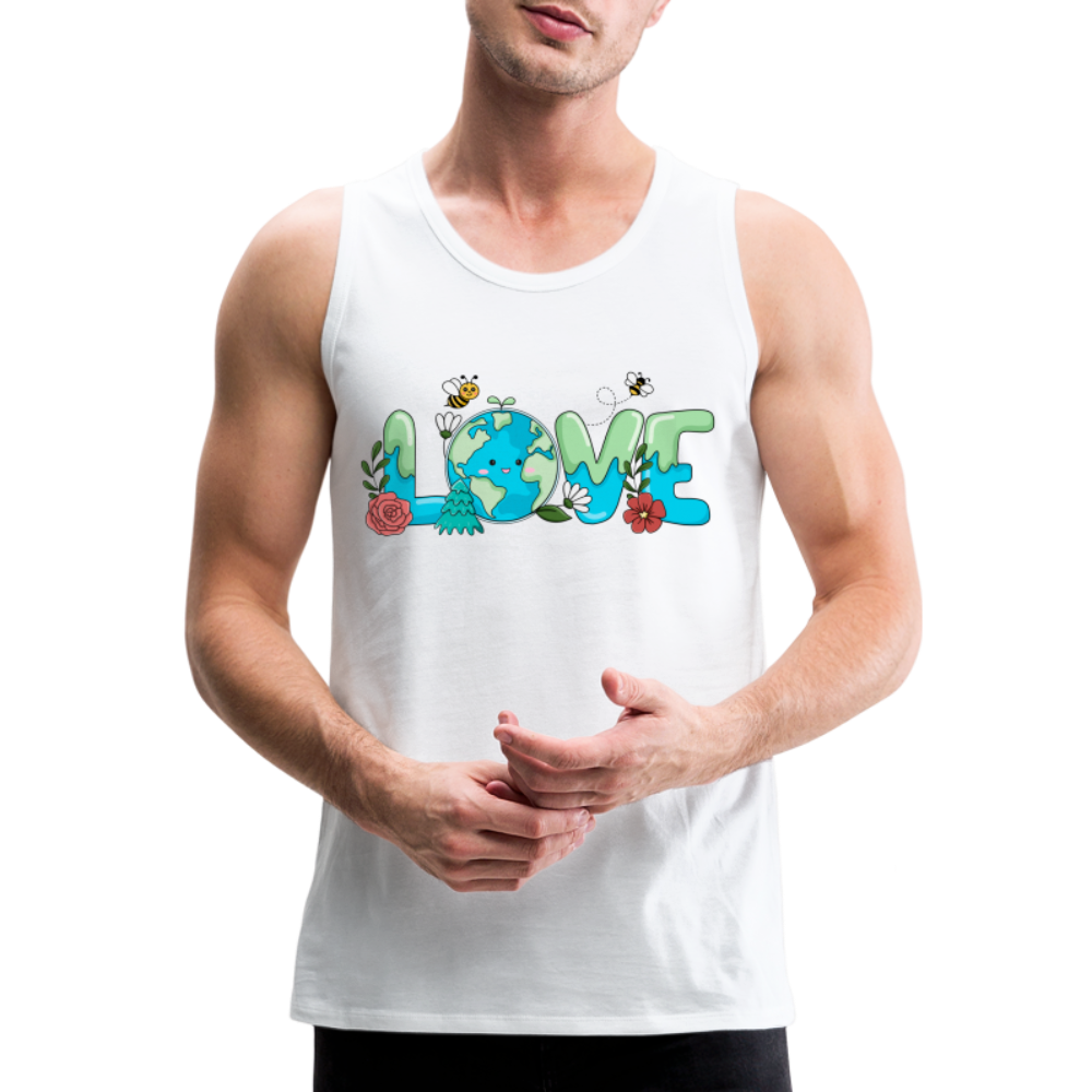 Nature's LOVE Celebration Men’s Premium Tank Tops (Earth Day) Color: white