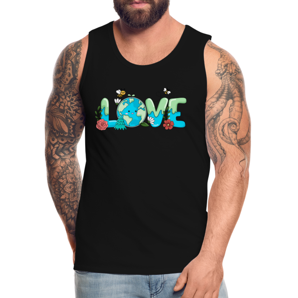 Nature's LOVE Celebration Men’s Premium Tank Tops (Earth Day) Color: deep navy