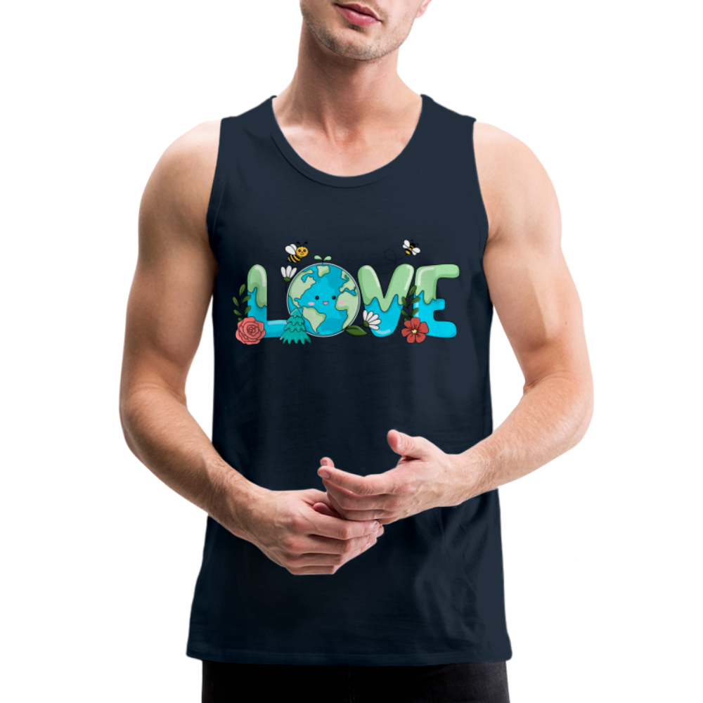 Nature's LOVE Celebration Men’s Premium Tank Tops (Earth Day) - deep navy