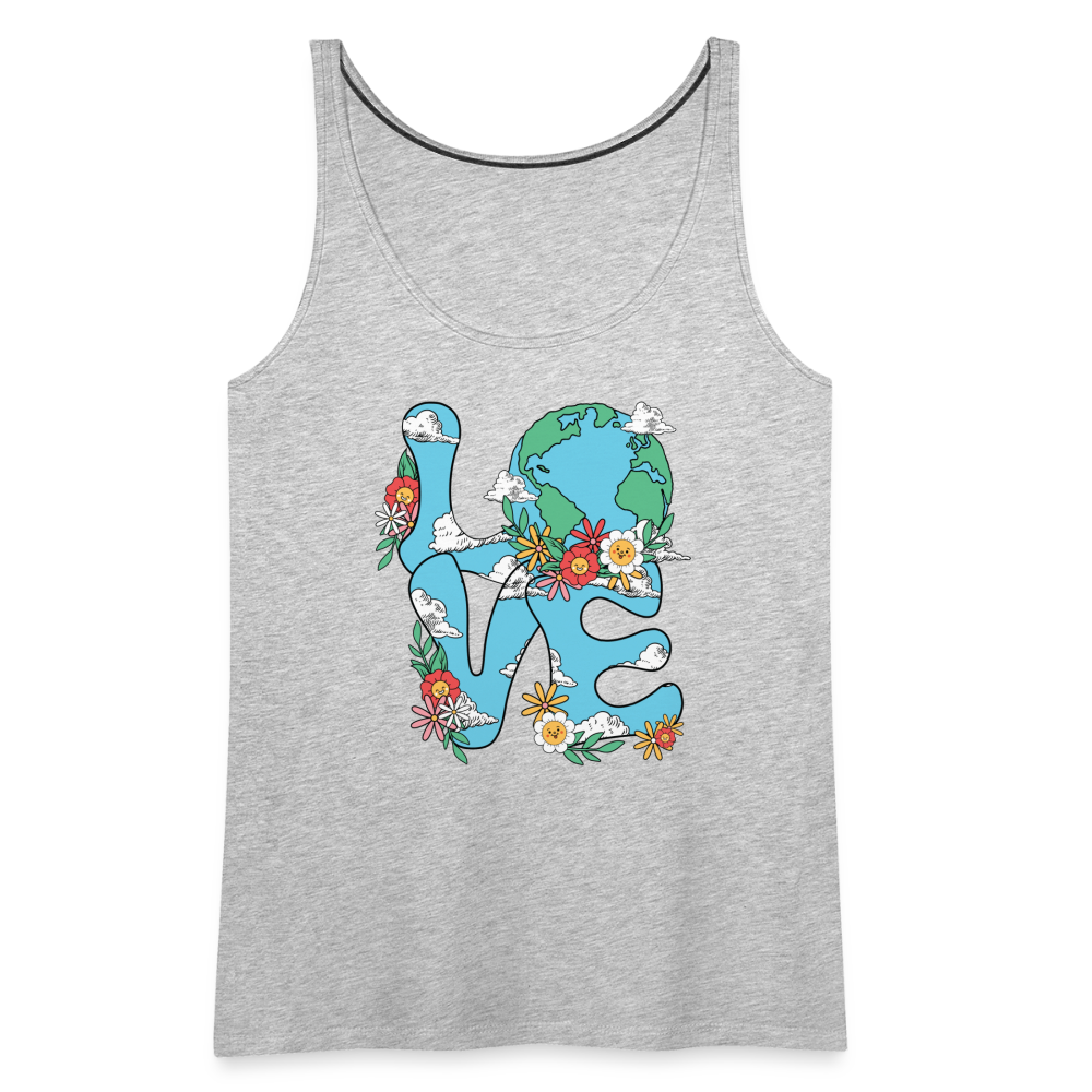 LOVE Earth Day Floral Women’s Premium Tank Top - heather gray