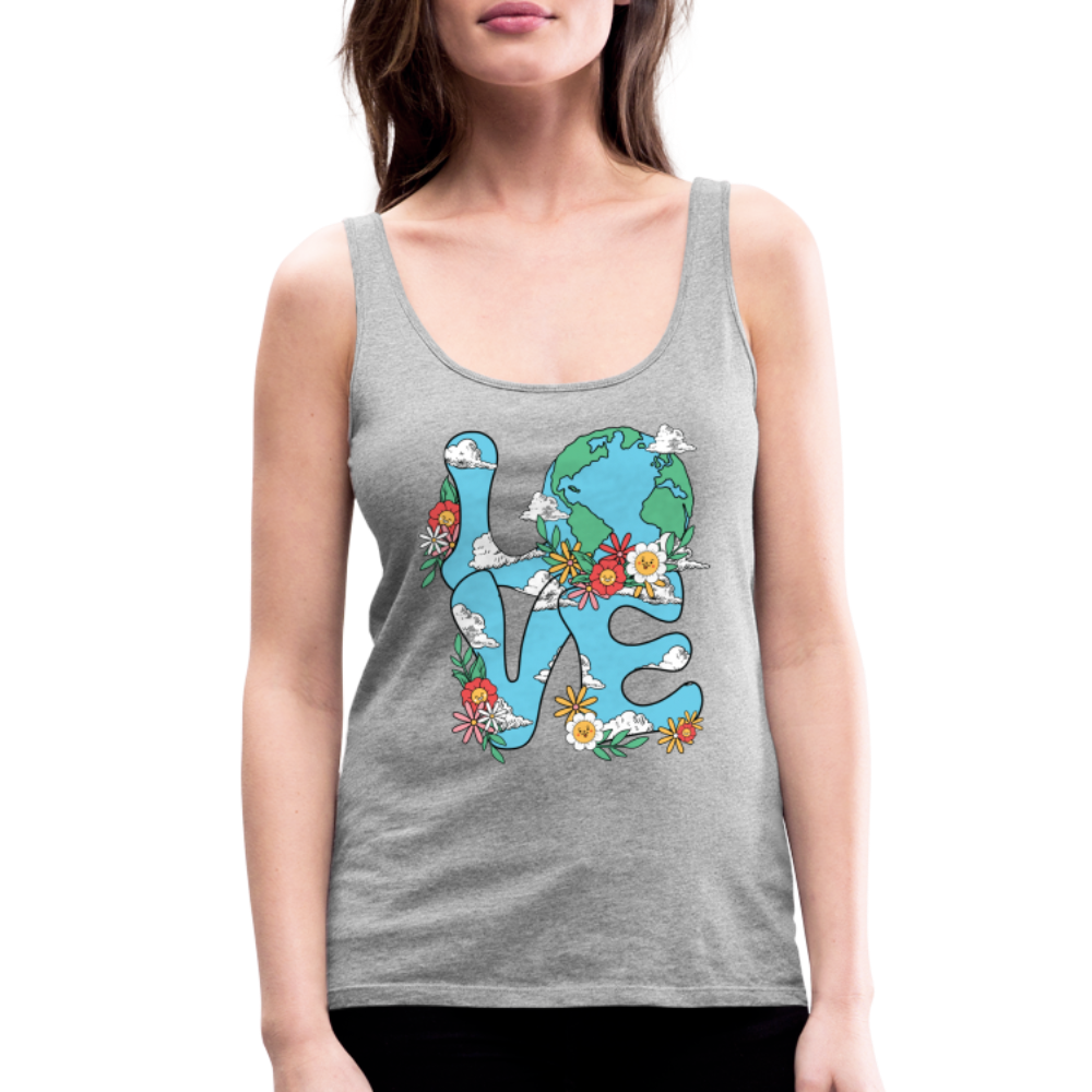 LOVE Earth Day Floral Women’s Premium Tank Top - heather gray