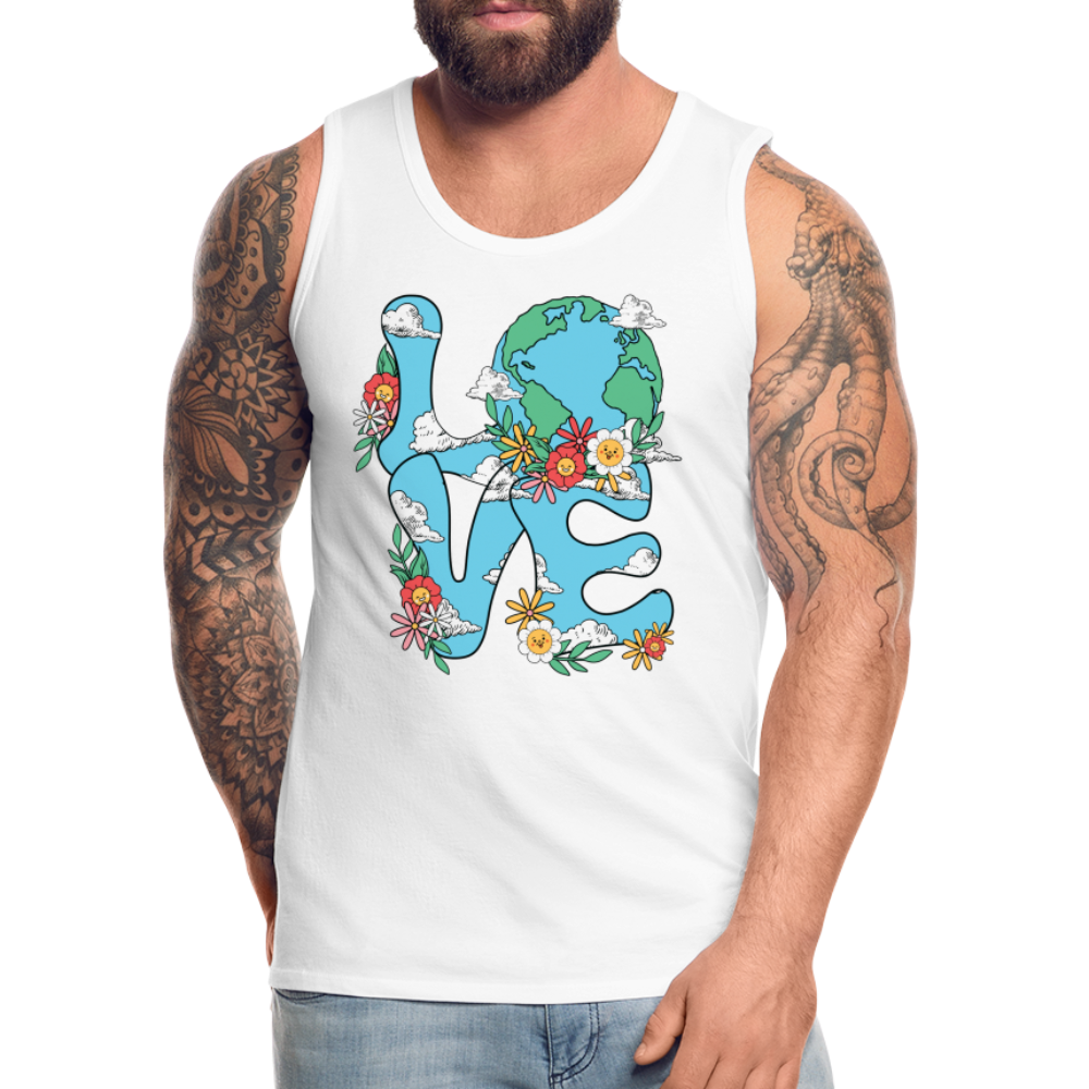 LOVE Earth Day Men's Premium Tank Top Color: heather gray