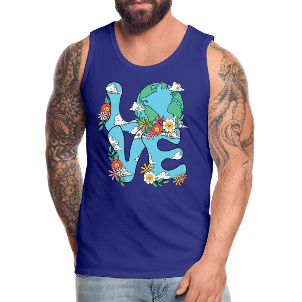 LOVE Earth Day Men's Premium Tank Top Color: heather gray