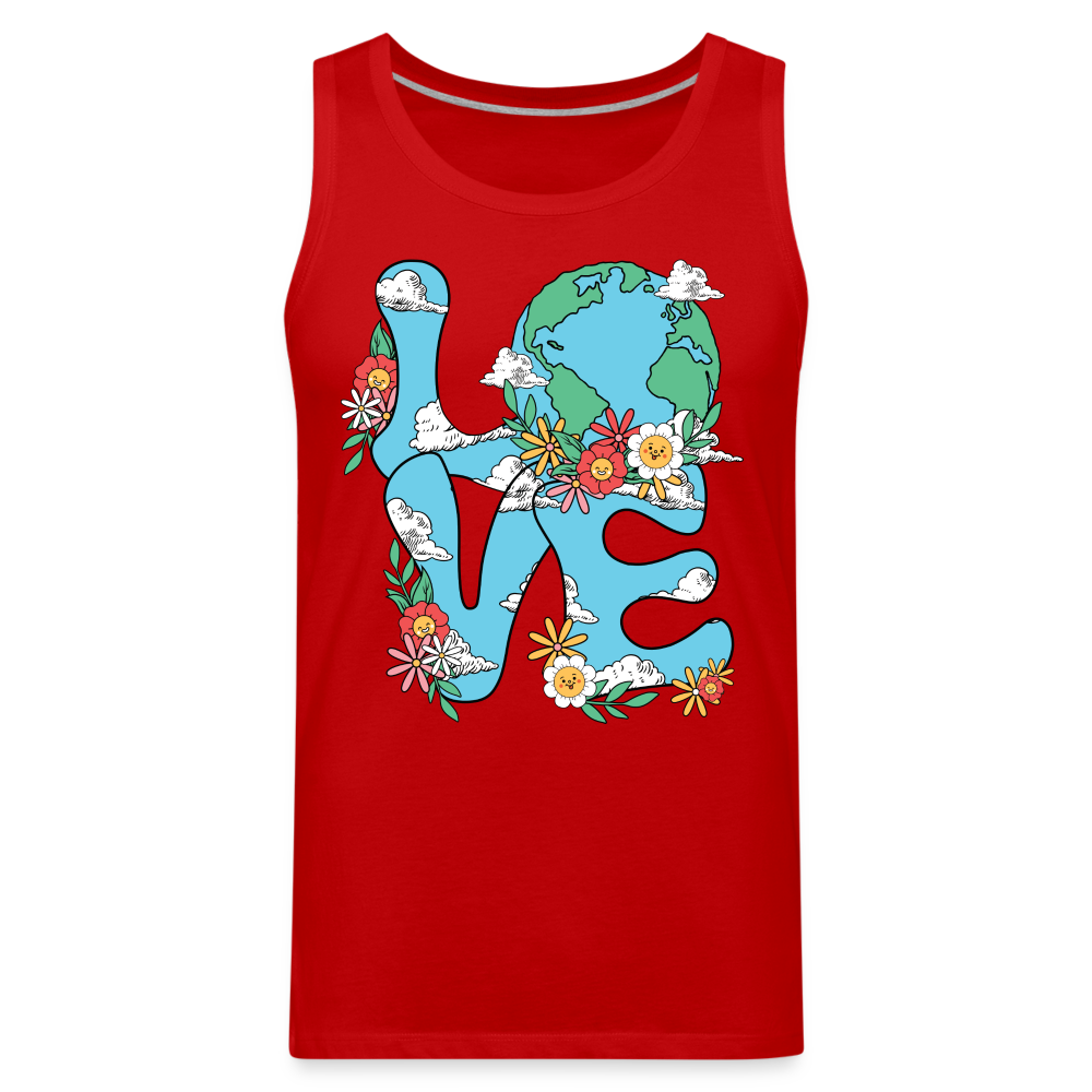 LOVE Earth Day Men's Premium Tank Top Color: heather gray