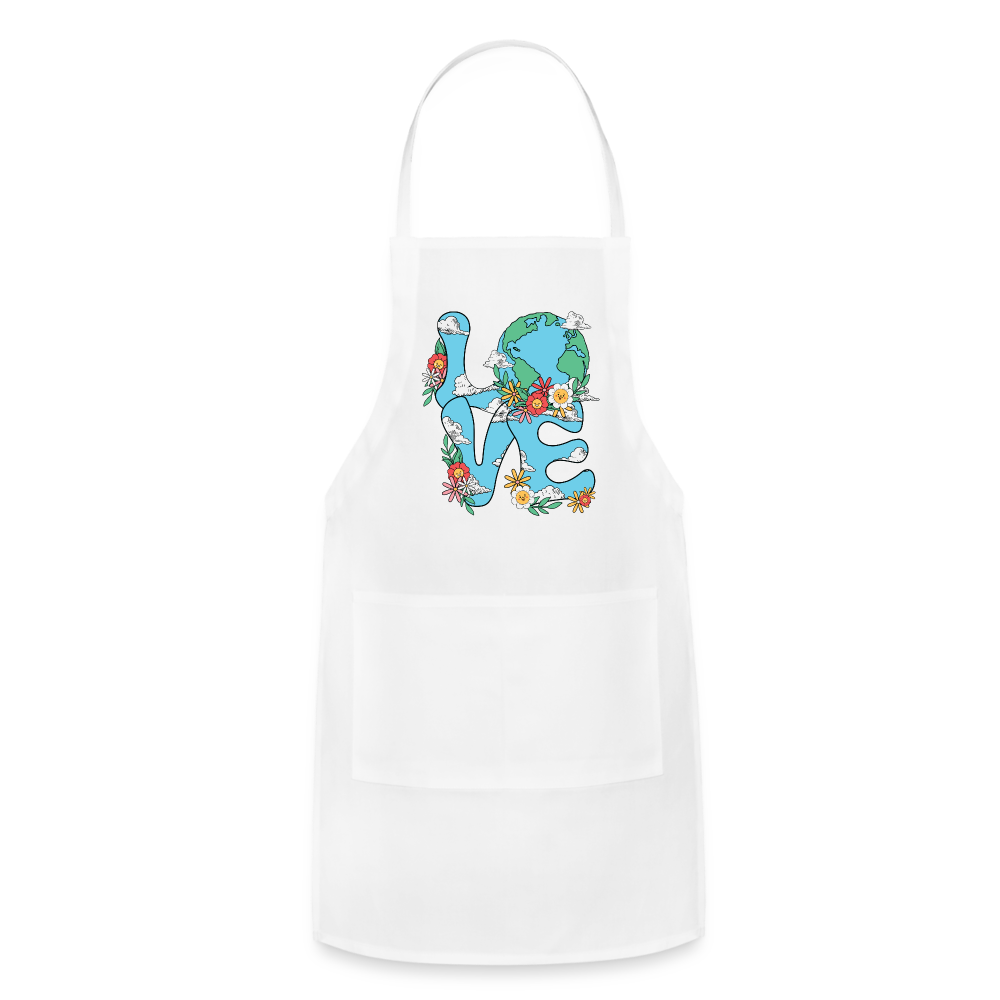 Floral LOVE Earth Day Adjustable Apron Color: white