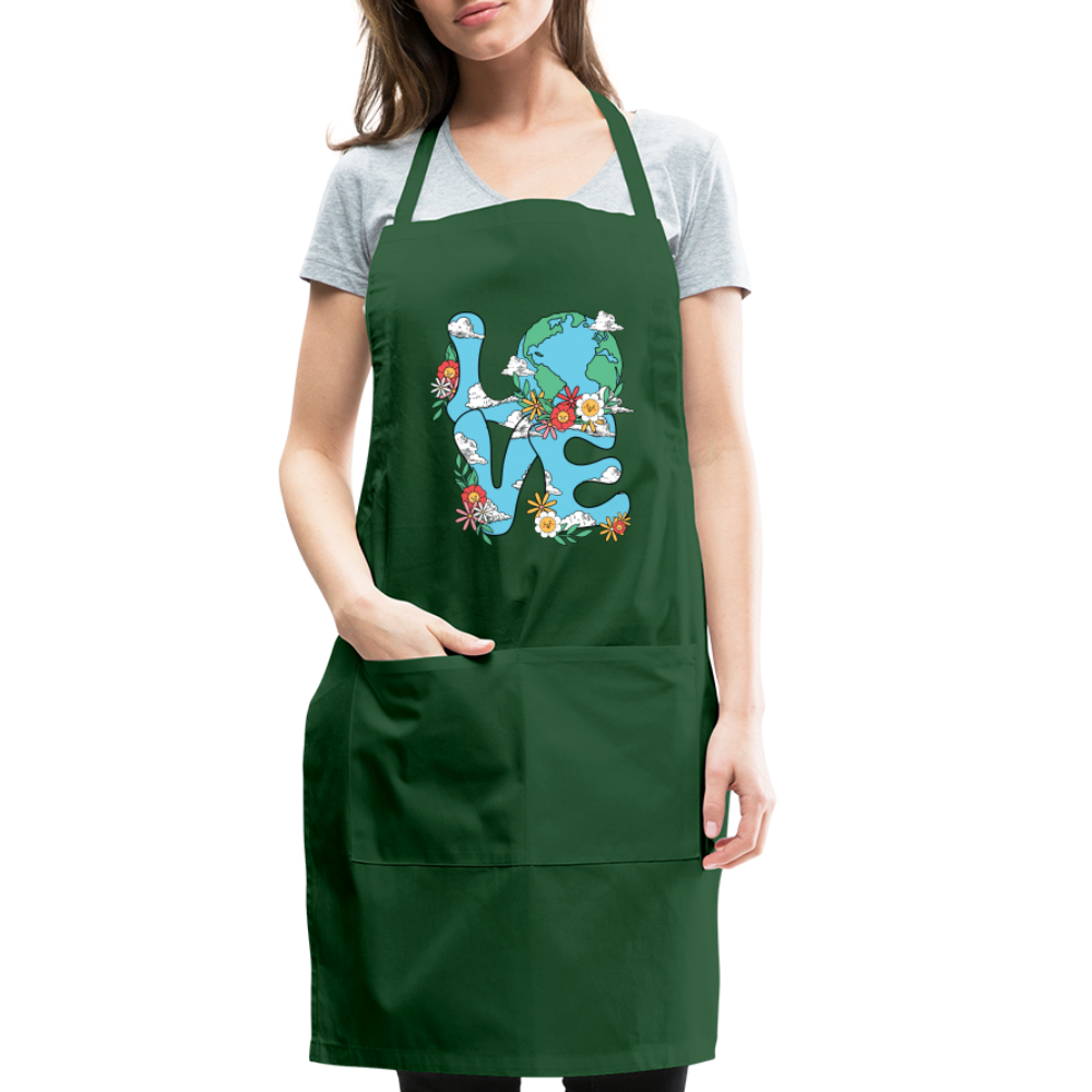 Floral LOVE Earth Day Adjustable Apron Color: black