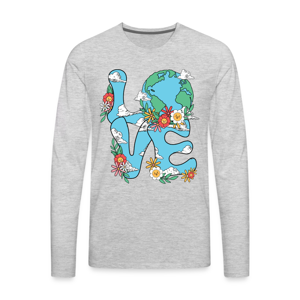 Floral LOVE Earth Day Men's Premium Long Sleeve T-Shirt Color: white