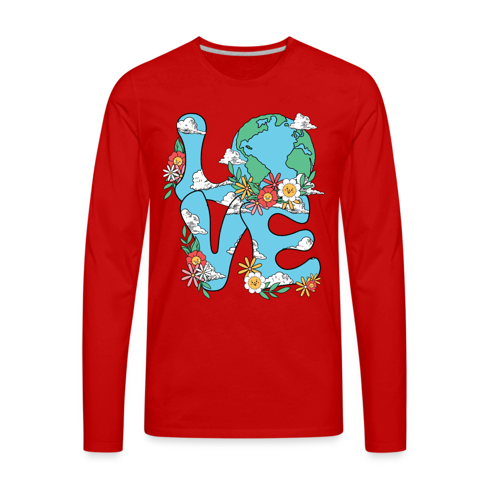 Floral LOVE Earth Day Men's Premium Long Sleeve T-Shirt Color: white
