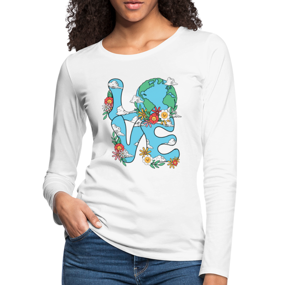 Floral LOVE Earth Day Women's Premium Long Sleeve T-Shirt Color: heather gray