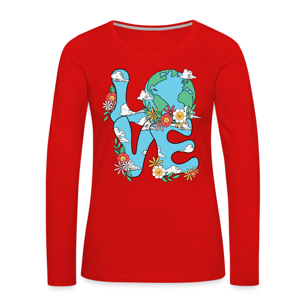 Floral LOVE Earth Day Women's Premium Long Sleeve T-Shirt Color: heather gray
