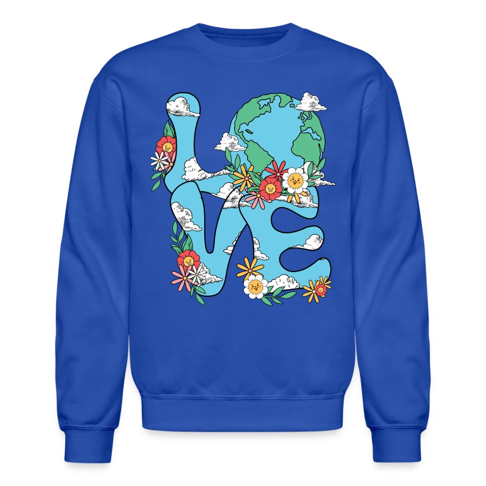 Floral LOVE Earth Day Sweatshirt - royal blue