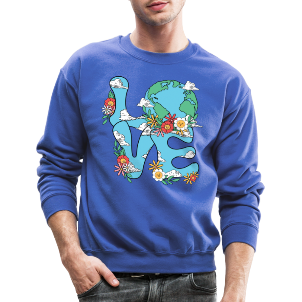 Floral LOVE Earth Day Sweatshirt - royal blue