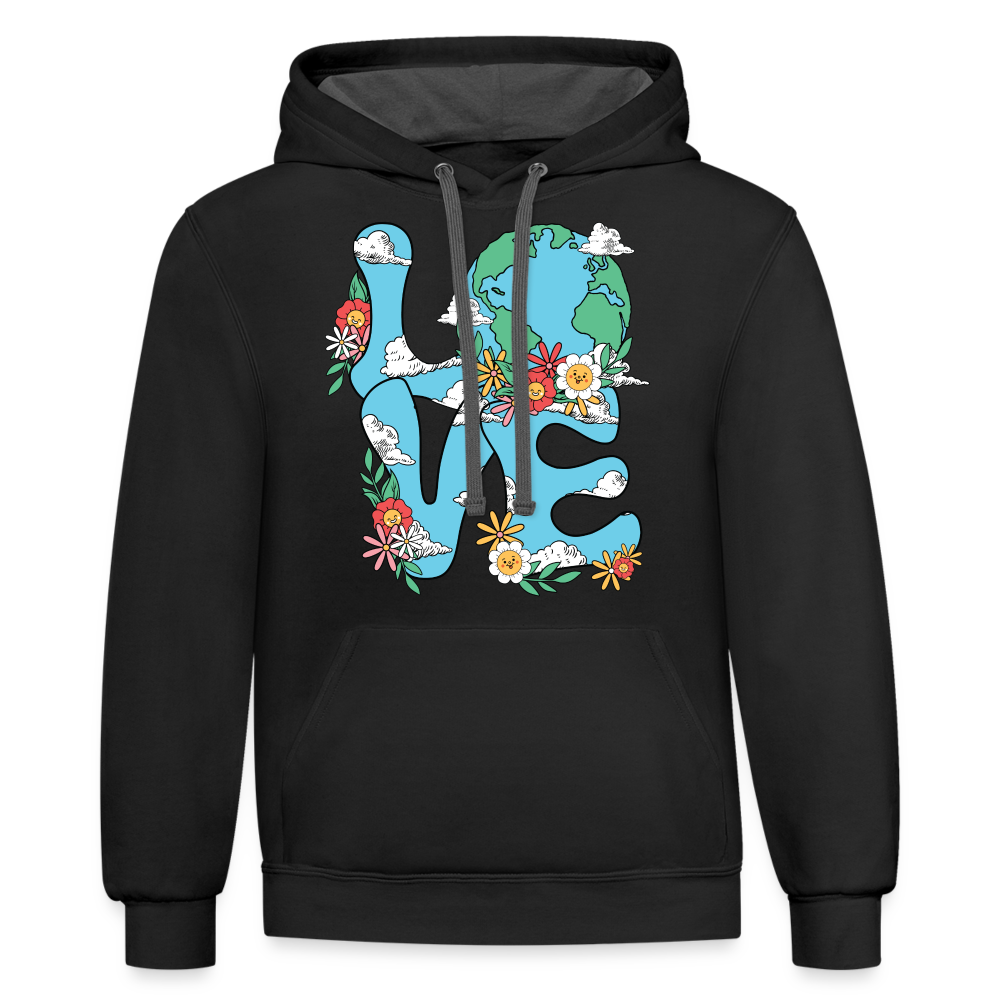 Floral LOVE Earth Day Hoodie Color: black/asphalt