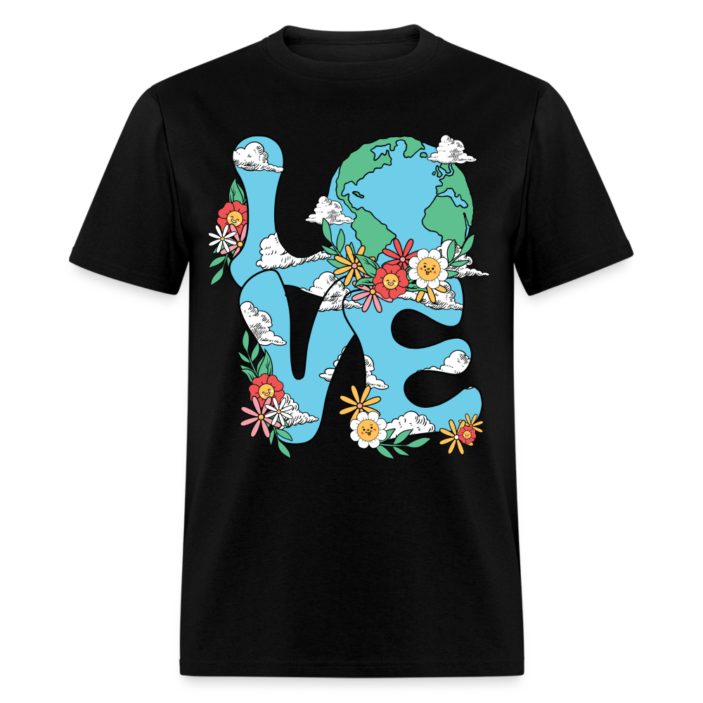 Floral LOVE Earth Day T-Shirt - black