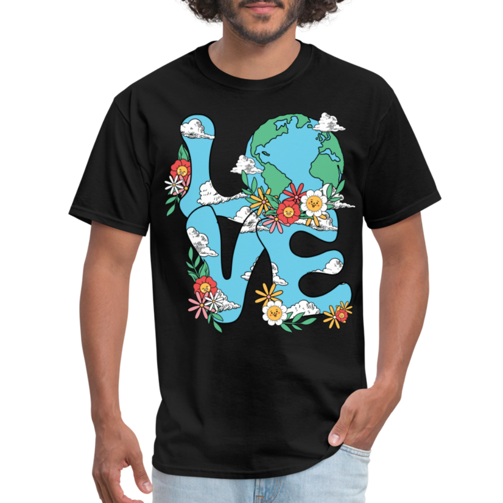 Floral LOVE Earth Day T-Shirt - black