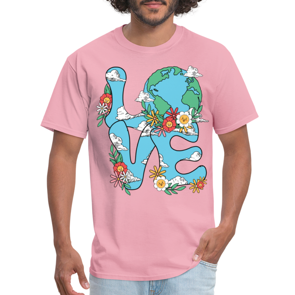 Floral LOVE Earth Day T-Shirt - pink