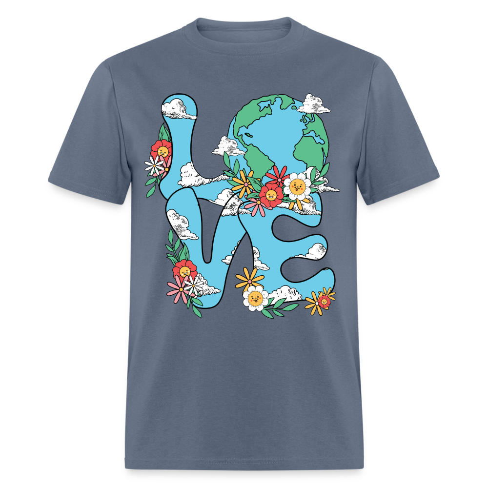 Floral LOVE Earth Day T-Shirt - denim